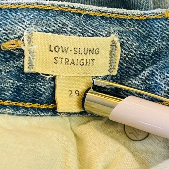 Madewell Low Slung Straight Leg Light Wash Button Fly 100% Cotton Denim Jeans 29 - Picture 10 of 11